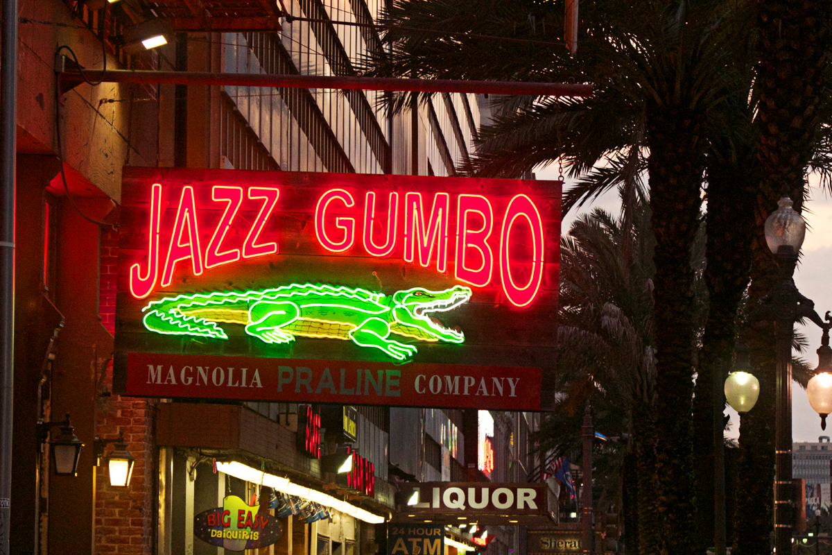 Jazz and Gumbo sign -photo by Quiet Lion Creations