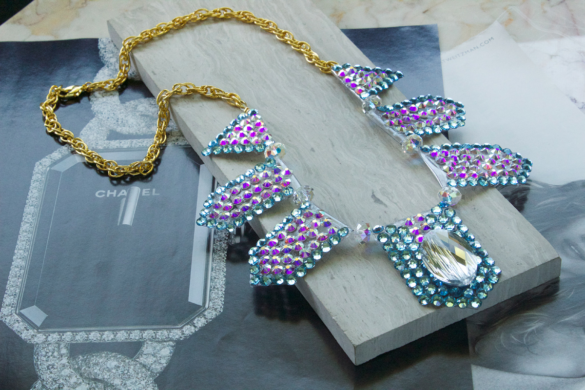 Pacific Crystals Statement beaded necklace by Allison Cooling