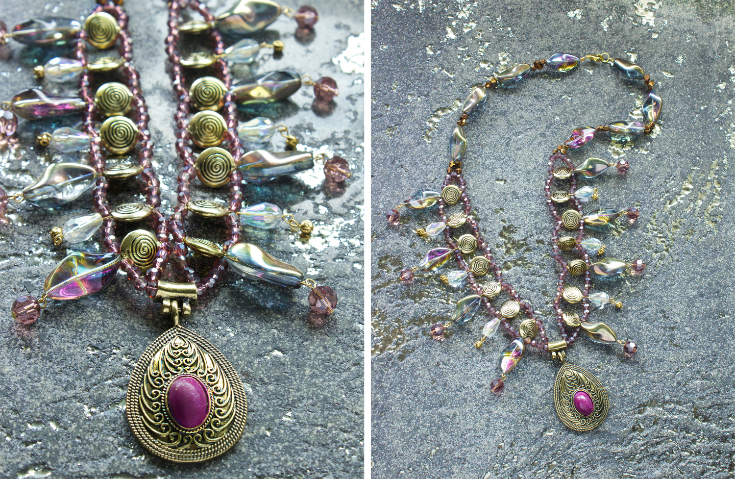 Bohemian Rhapsody beaded necklace tutorial - copyright Quiet Lion Creations, quietlioncreations.com