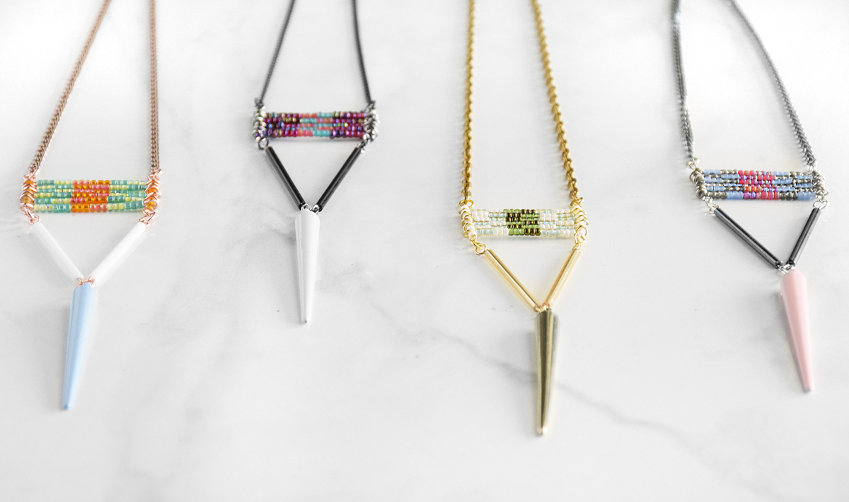 DIY Spike necklaces by quietlioncreations.com
