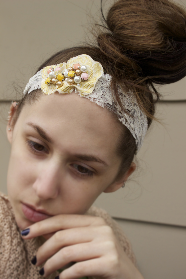vintage lace headband diy by quiet lion creations