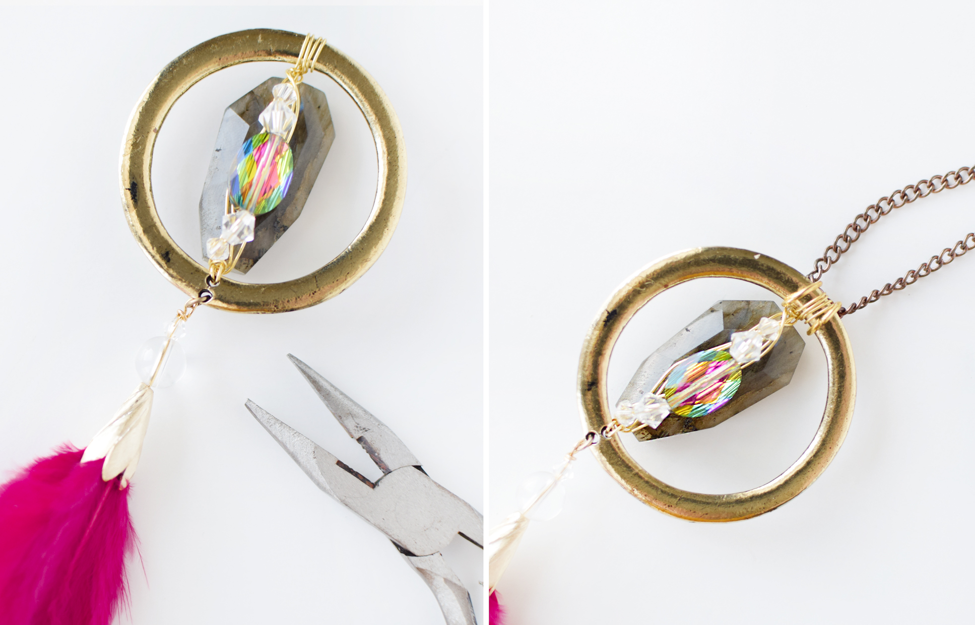 DIY Feather Daydream Necklaces by Quiet Lion Creations