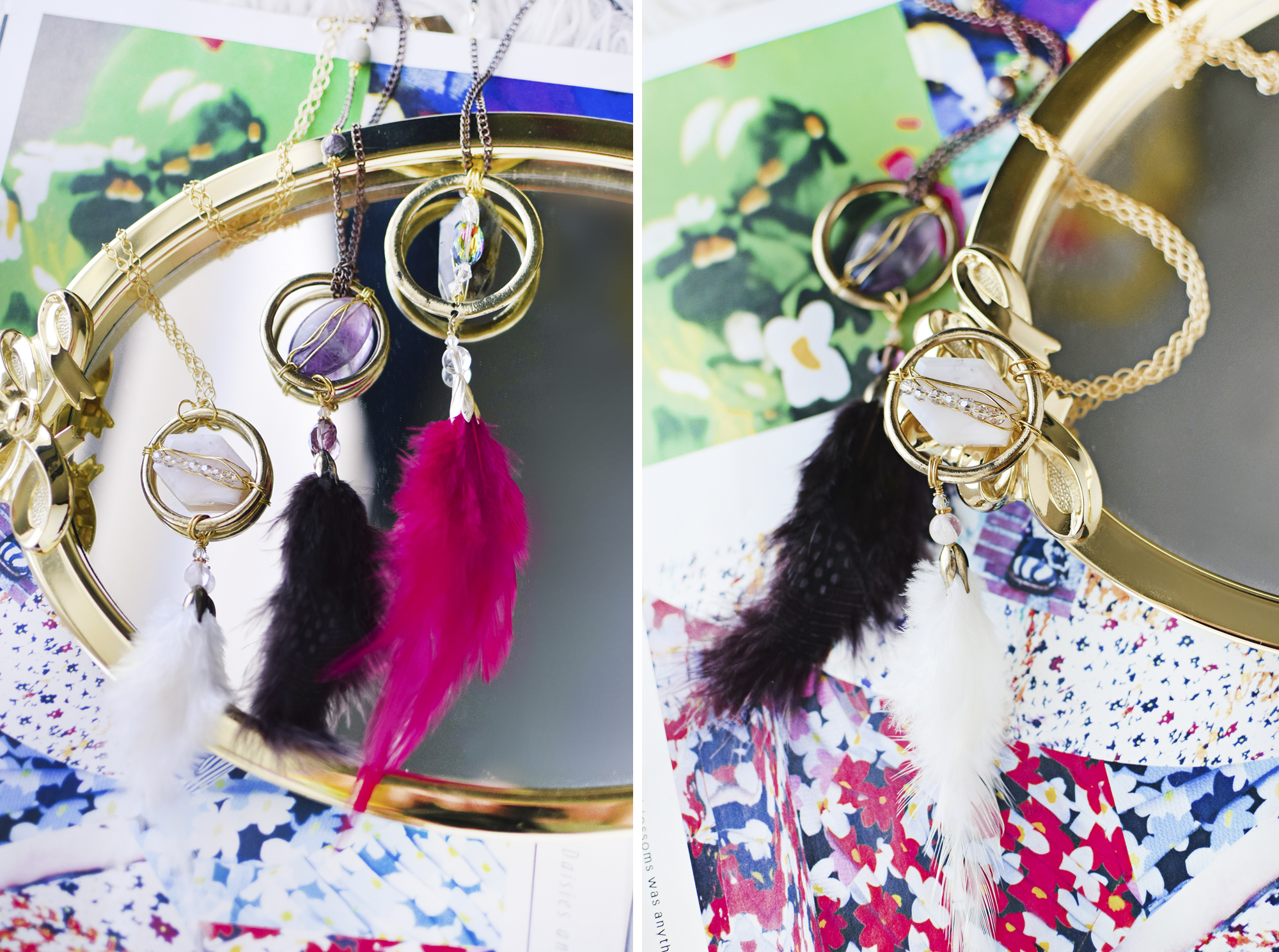 DIY Feather Daydream Necklaces by Quiet Lion Creations