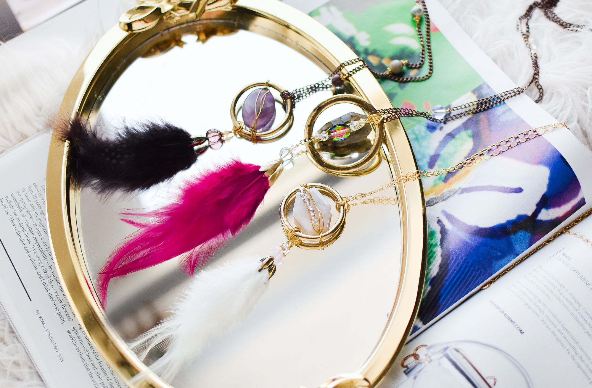 DIY Feather Daydream Necklaces by Quiet Lion Creations