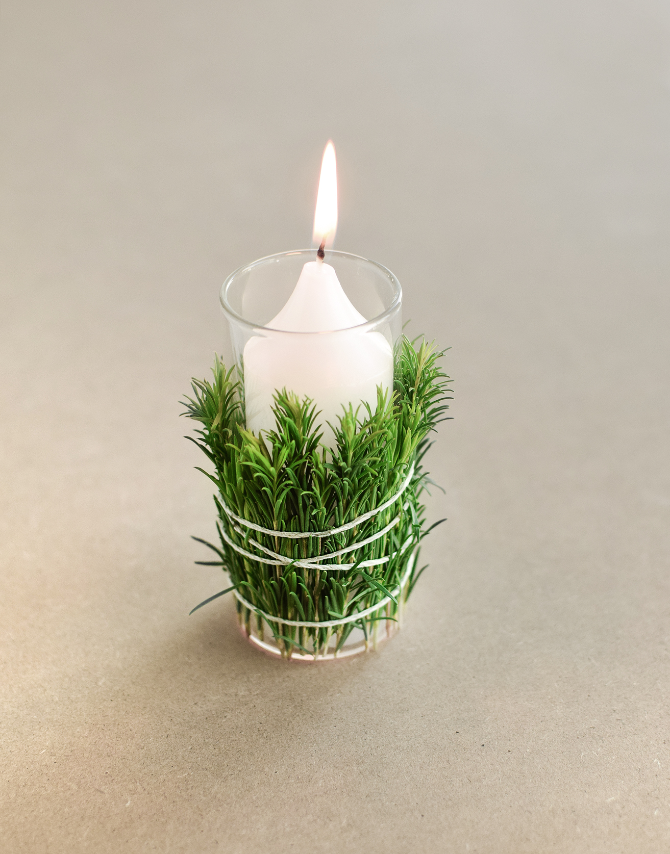 DIY Greenery-Wrapped Votives